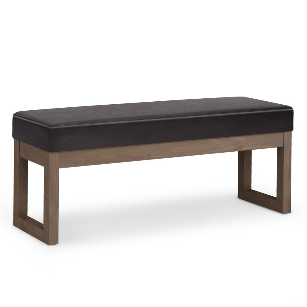 Milltown 44 inch Wide Solid Wood Large Ottoman Bench in Tanners Brown