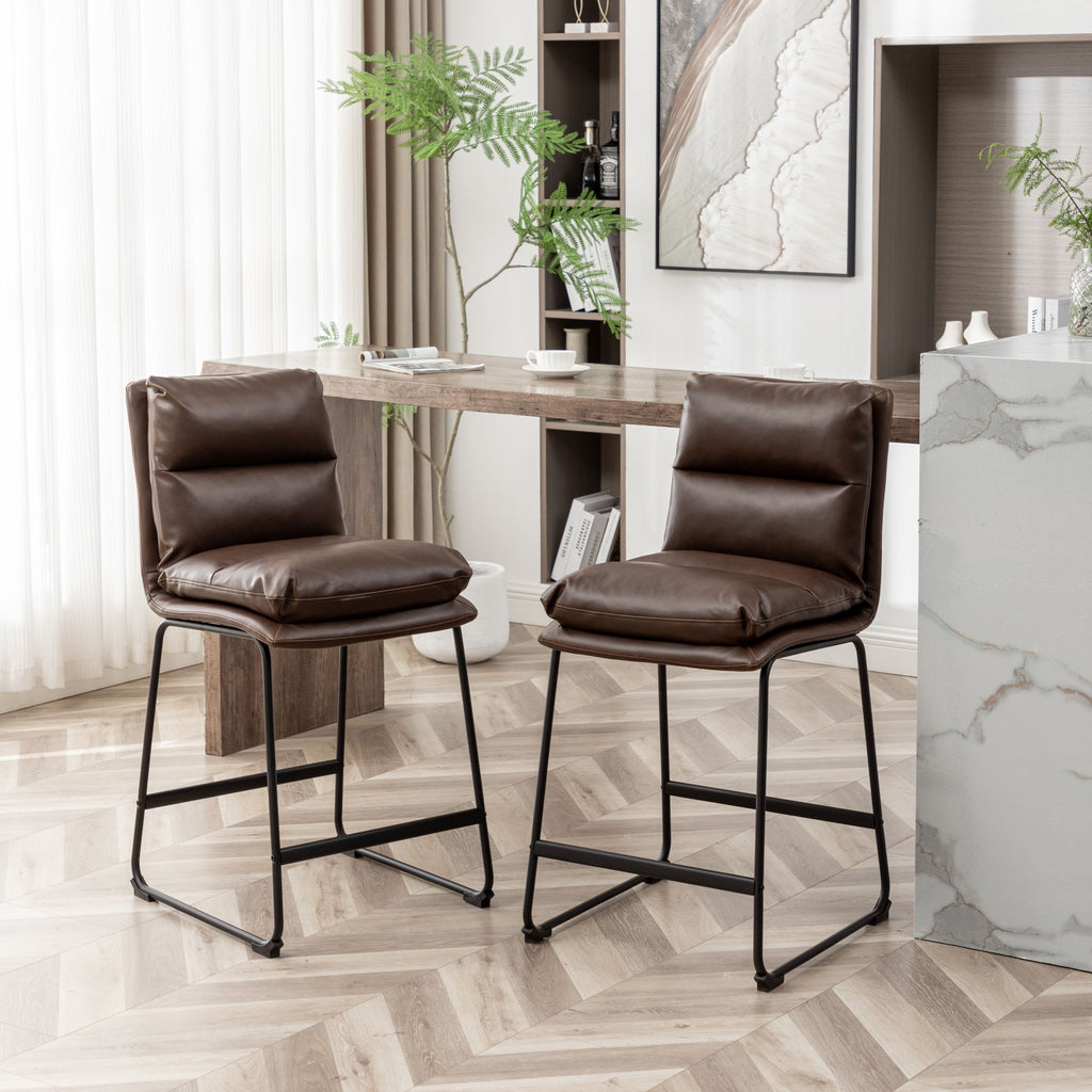 Milos Upholstered 26-inch Counter Height Stools, Set of 2, Antique Brown