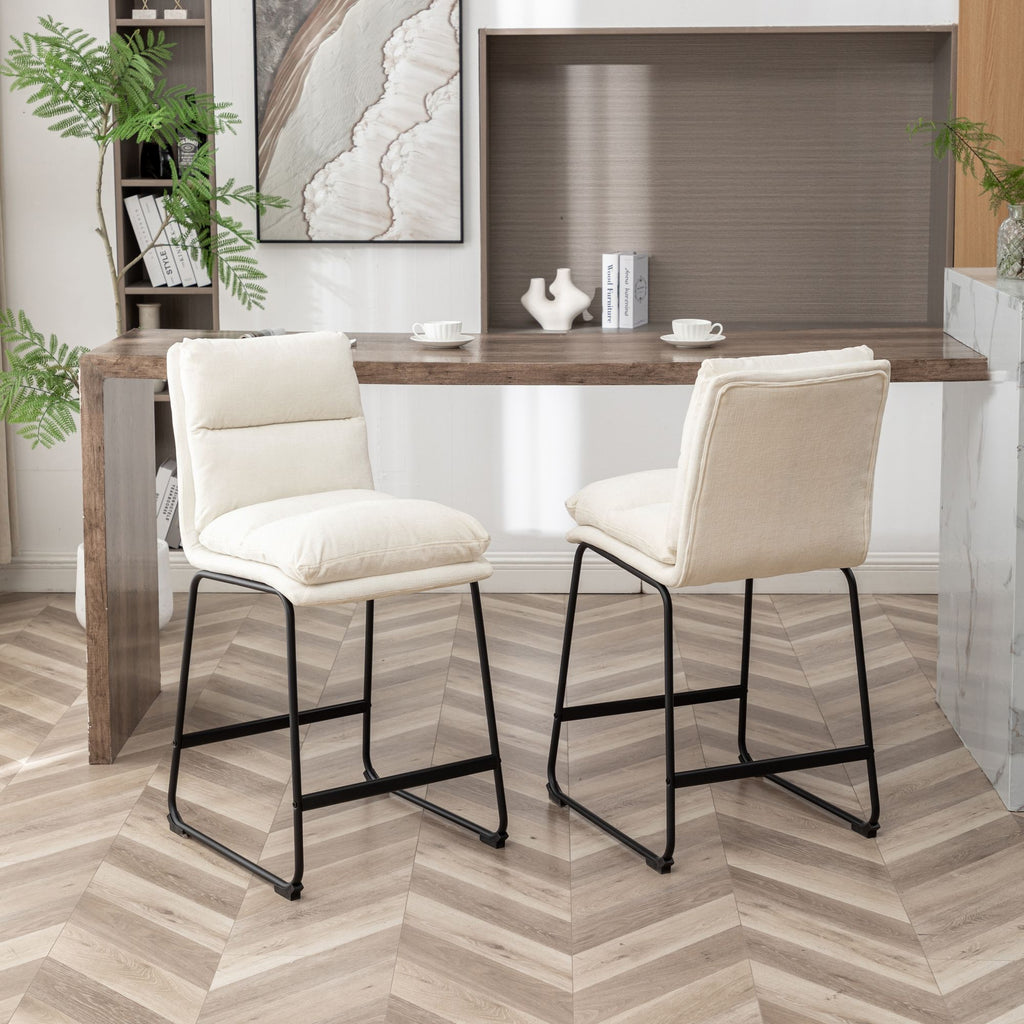 Milos Upholstered 26-inch Counter Height Stools, Set of 2,Vanilla White