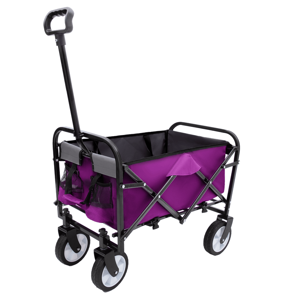 Minimeetall Strap , Collapsible Foldable Wagon Cart with strapping system Beach Wagon , Utility Cart , Utility Wagon Grocery Cart for Camping Shopping Sports Gardeing Fishing Supports 225lbs purple