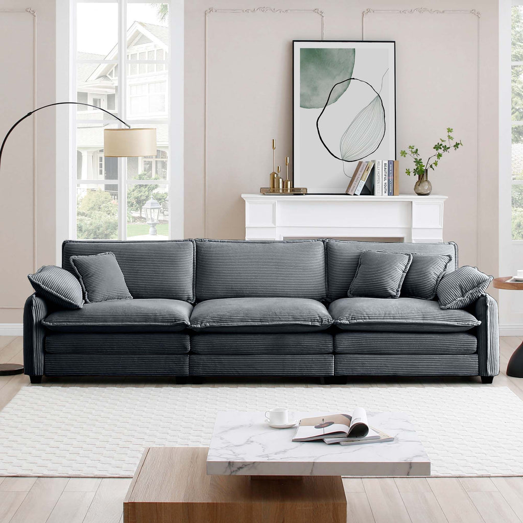 Mira 3 Seater Sofa Grey Corduroy (3S)