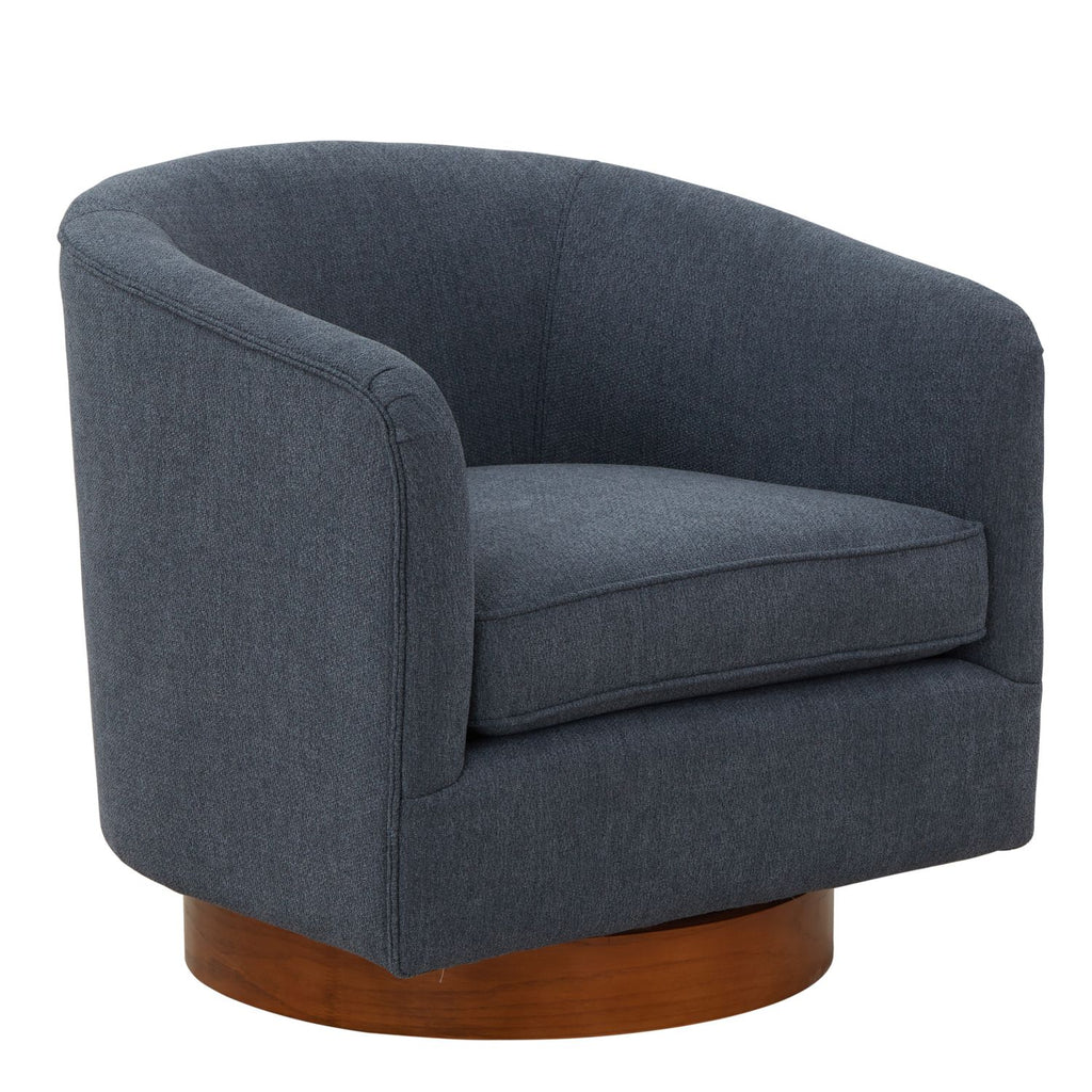 Miramar Blue Fabric Wood Base Swivel Chair
