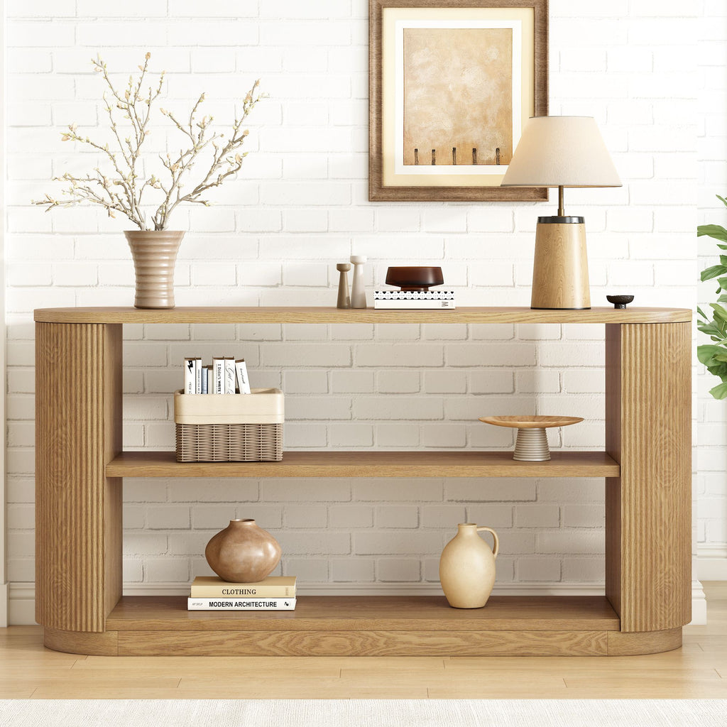 Mirod Modern Entryway Console Table - Slim Sofa Table with Open Shelf & Elegant Wood Grain, Multi-Functional Hallway Table for Living Room