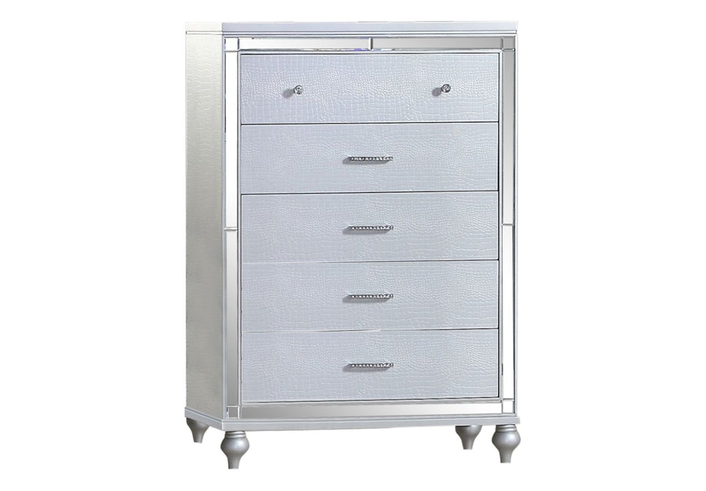 Mirror Framed Chest Made With Wood in Silver Color