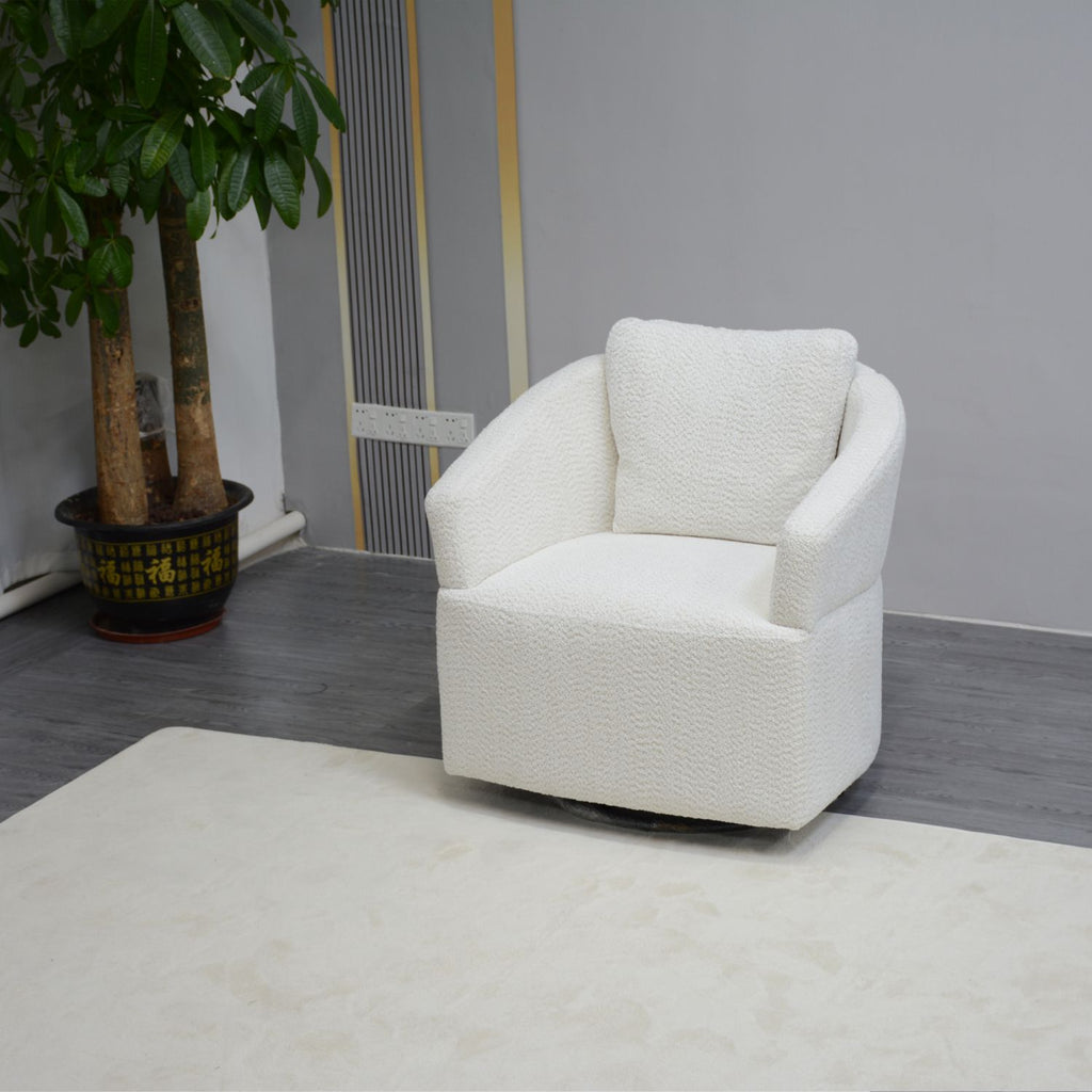 Modern 360 Degree Swivel Sofa Chair, Round Armchairs with High Backrest and Upholstered, Beige Velvet Accent Chair for Living Room,Bedroom, Office, Small Spaces