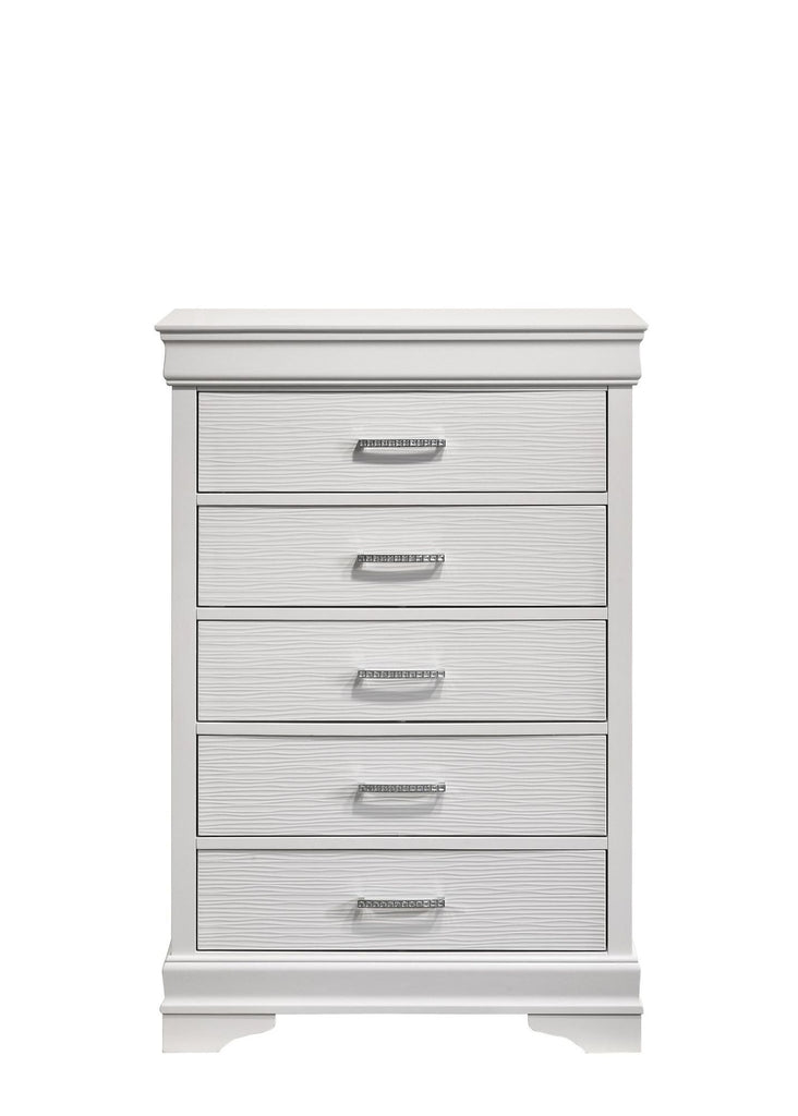 Modern 5 Drawers Chest made with Wood in White