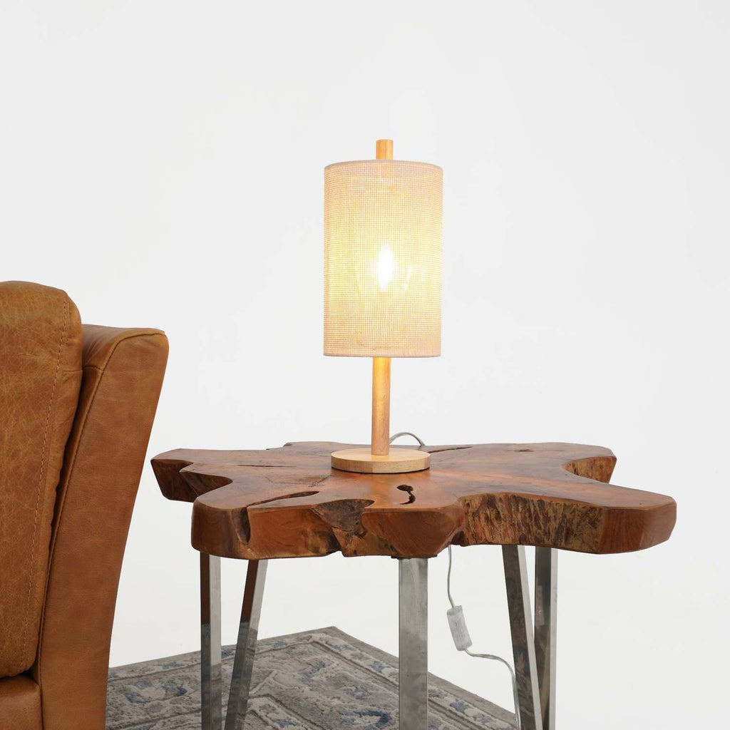 Modern Classic Desk Lamp Villa Living Room Bedroom Study Decorative Original Design European Wood Table Light, Arcana Table Lamp - Oak - Natural 110-120V Paper Rattan Weave Material