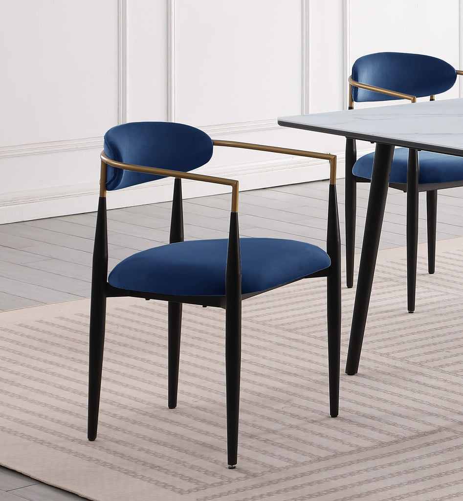 Modern Contemporary 2pcs Side Chairs Blue Fabric Upholstered Ultra Stylish Chairs Set