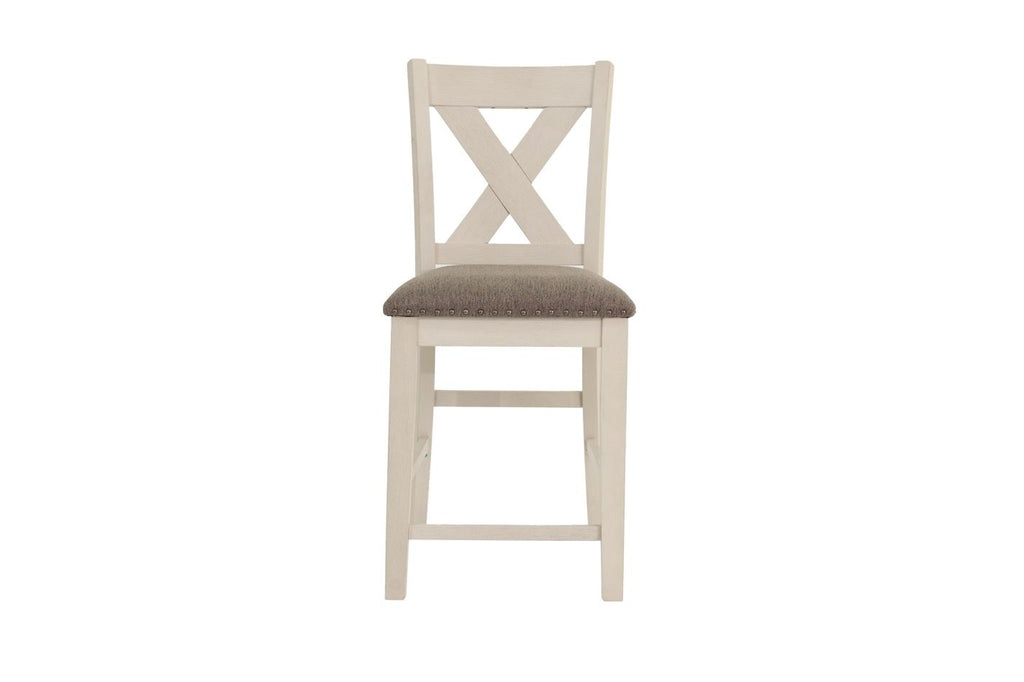 Modern Contemporary Dining Room Furniture Chairs Set of 2 Counter Height Chairs Light Wooden High Chair X Back Design Cushion Seat