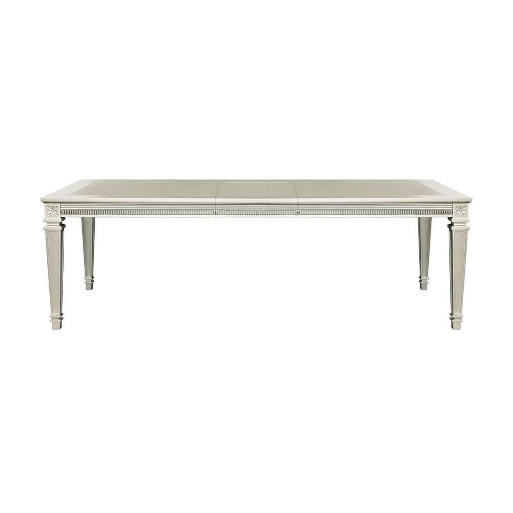 Modern Glam Design 1pc Dining Table with Extension Leaf Silver Finish Acrylic Inset Framing Dining Room Furniture