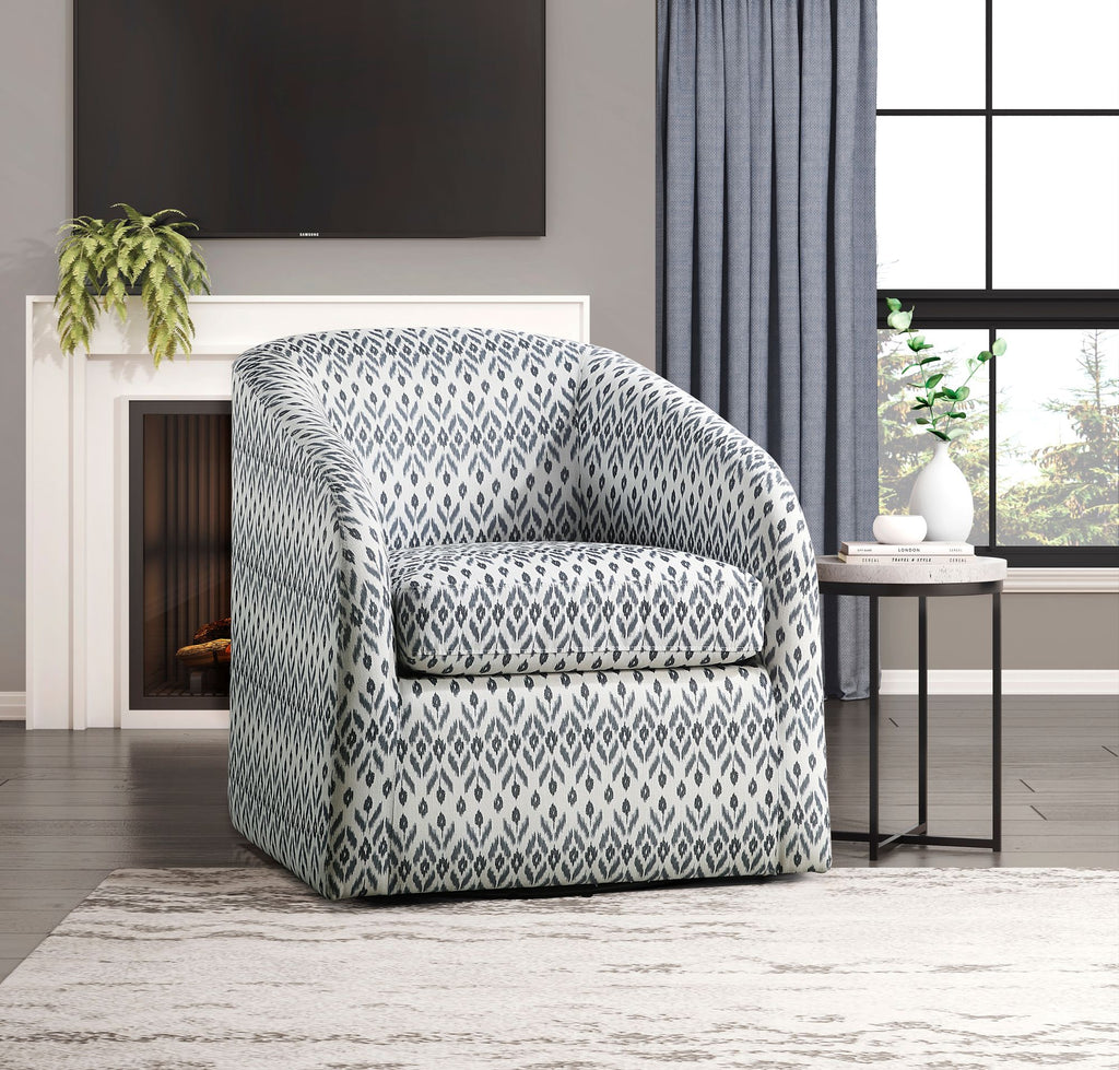 Modern Living Room Furniture 1pc Beautiful Swivel Chair Cushion Seat Fully Upholstered Solid Wood Frame Metal Base