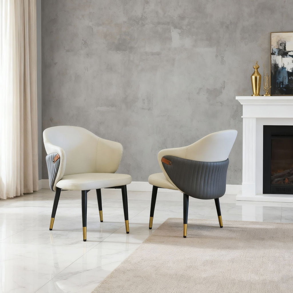 Modern PU Leather Dining Chairs, Ergonomic with Carbon Steel Legs for Restaurant, Home Office, Living Room(Set of 2, Beige)