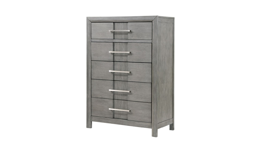Modern Style 5-Drawer Chest Made with Wood in Gray