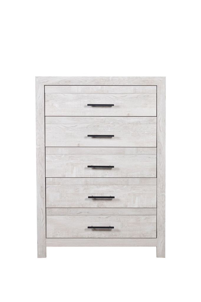 Modern Style 5-Drawer Chest Made with Wood in Gray