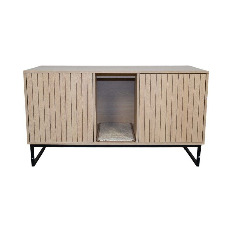 Modern Wooden Cat House with Scratching Mat - 47.64" x 21.46" x 25.98", 76.4 lbs