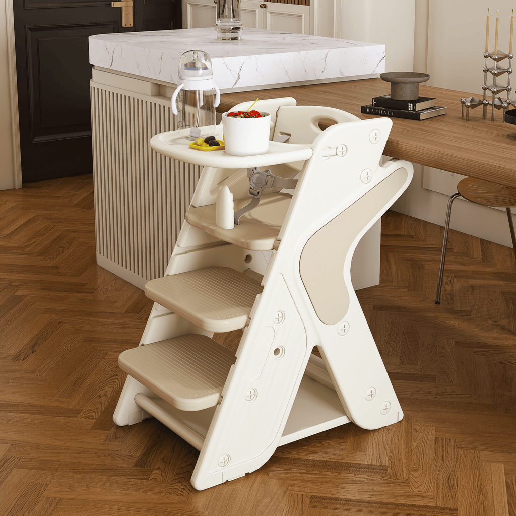 Multi functional Growing Up Dining chair,A high chair suitable for eating and feeding,Adjustable Height Toddler Tower,Use five-point seat belts and a movable large dinner plate