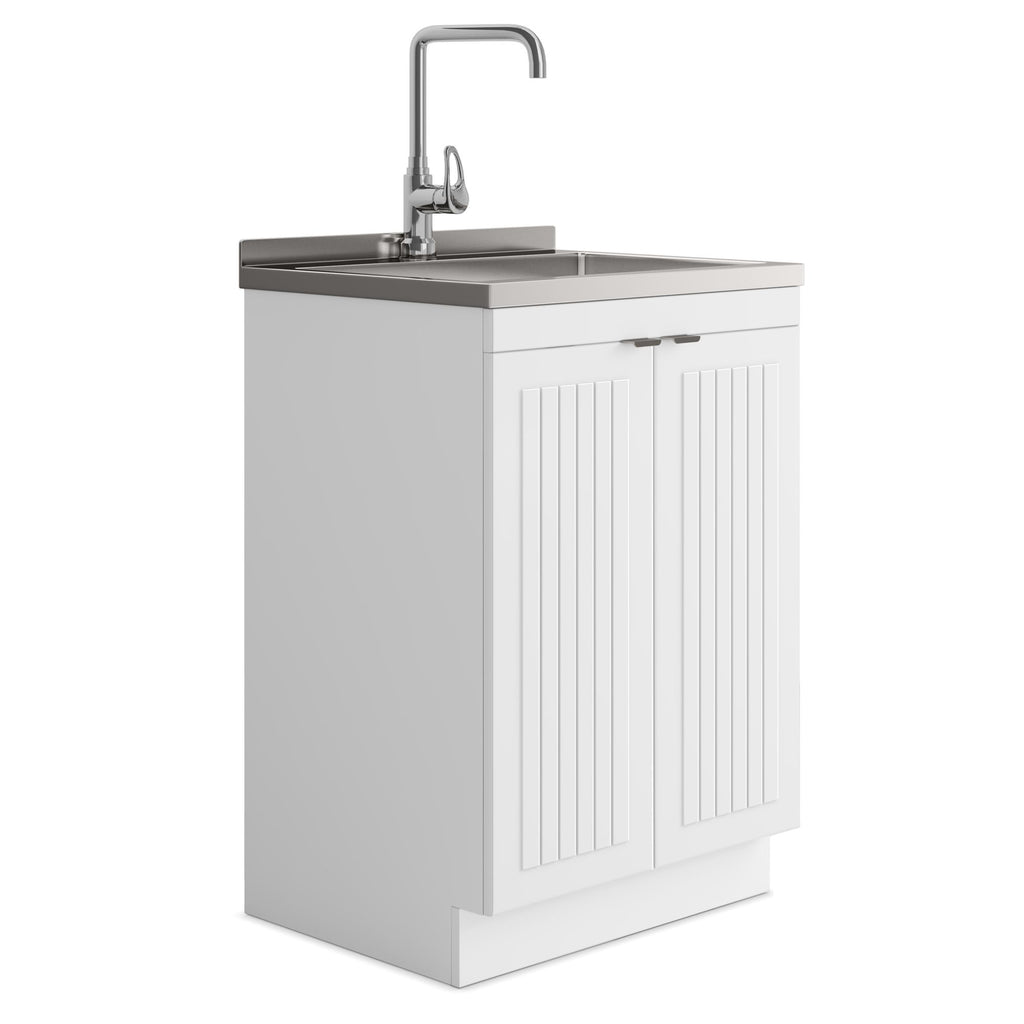 Murphy - 24" Laundry Cabinet with Faucet and Stainless Steel Sink - White