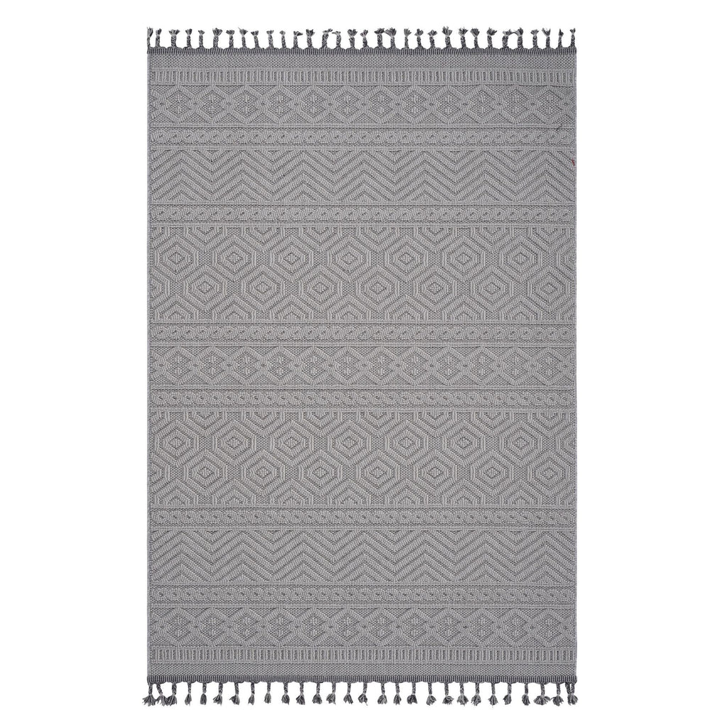 NAAR Guros Collection 6X9 White /Geometric Indoor/Outdoor Area Rug
