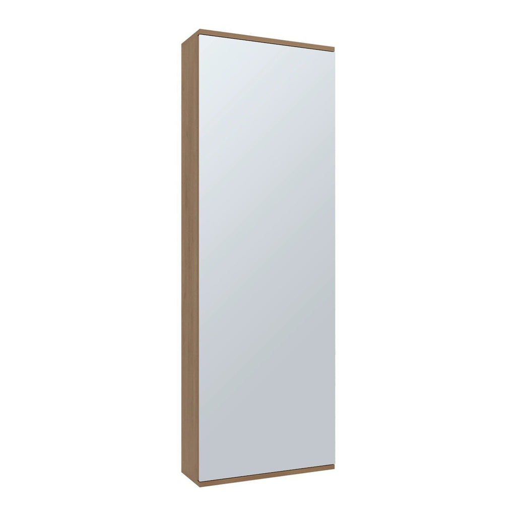 Natural Oak Shoe Rack with Mirror and 1-Door