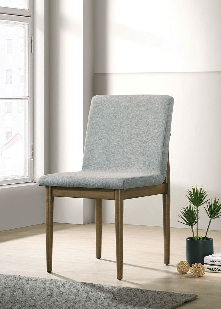 Natural Tone Frame Light Gray Fabric Set of 2pc Side Chairs Dining Room Furniture Chair Upholstered Seat