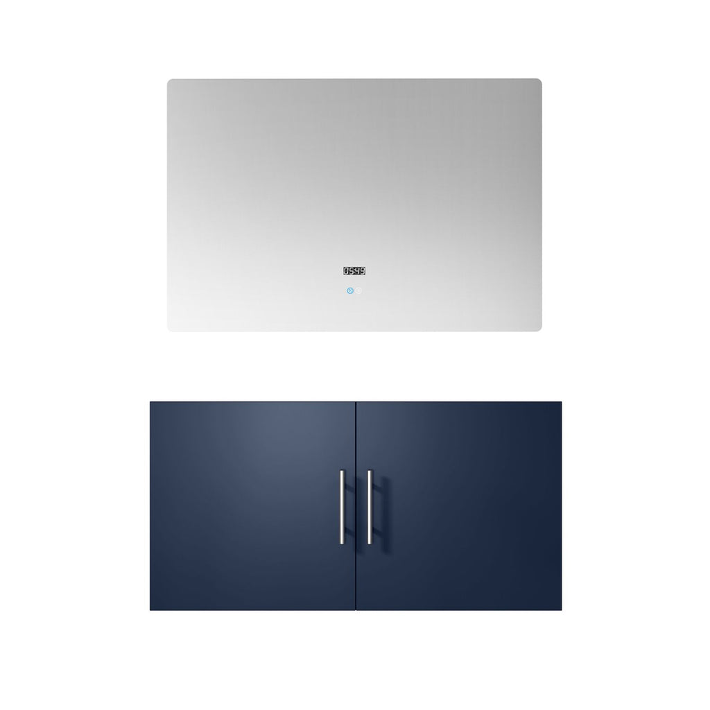 Navy Blue Bath Vanity 36 in. W x 22 in. D, and 36 in. LED Mirror