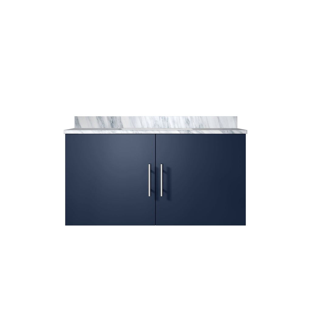 Navy Blue Bath Vanity 36 in. W x 22 in. D, with Carrara Marble Top