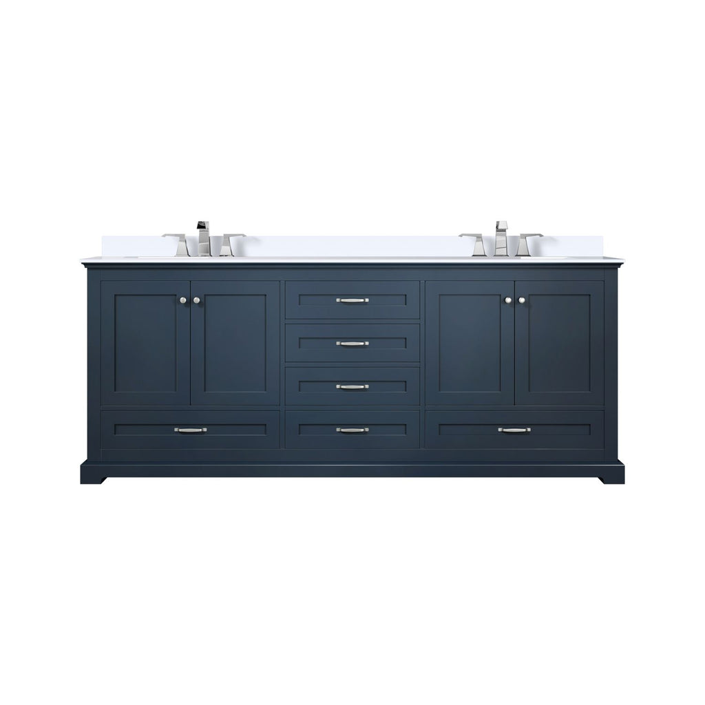 Navy Blue Double Bath Vanity 80 in. W x 22 in. D, Cultured Marble Top, and Faucet Set