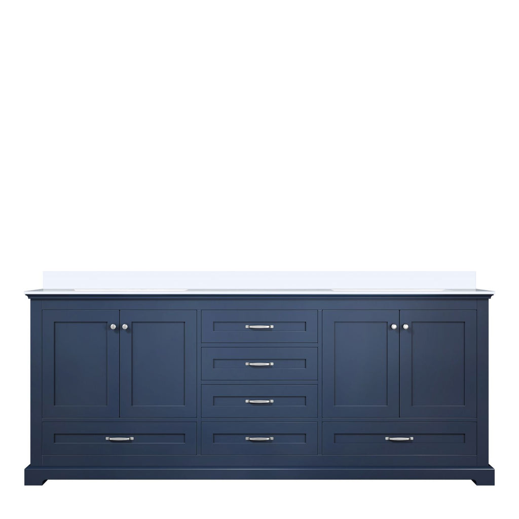 Navy Blue Double Bath Vanity 80 in. W x 22 in. D, with White Quartz Top