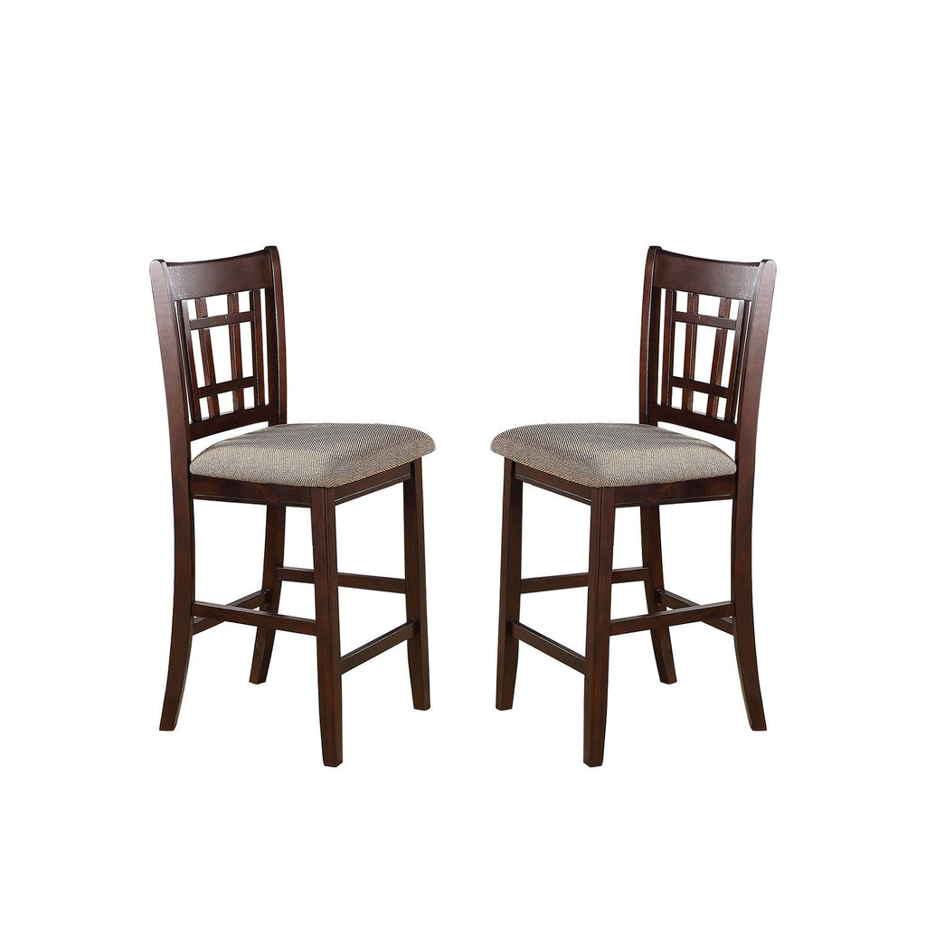 Neena Height Chair with Beige Upholstered Seat, Set of 2, Brown