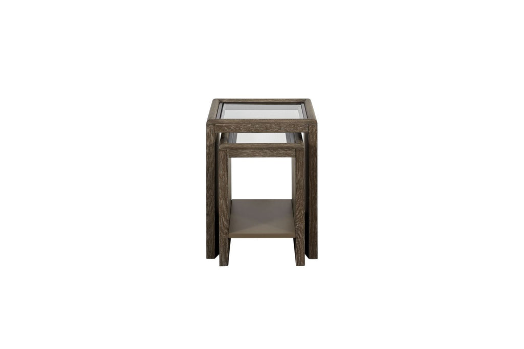 Nesting Tables with Glass Top Cocoa