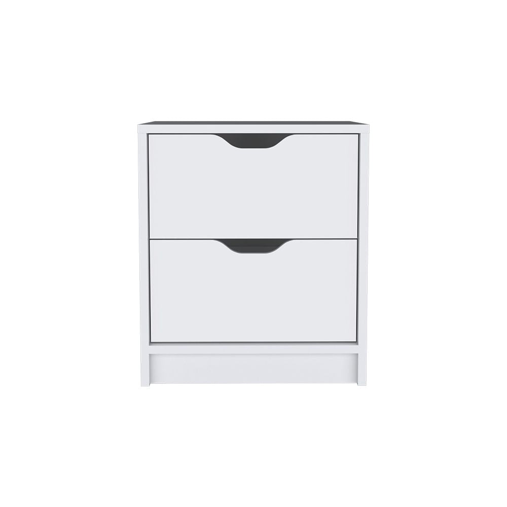 Nightstand Gandu, Two Drawers, White Finish