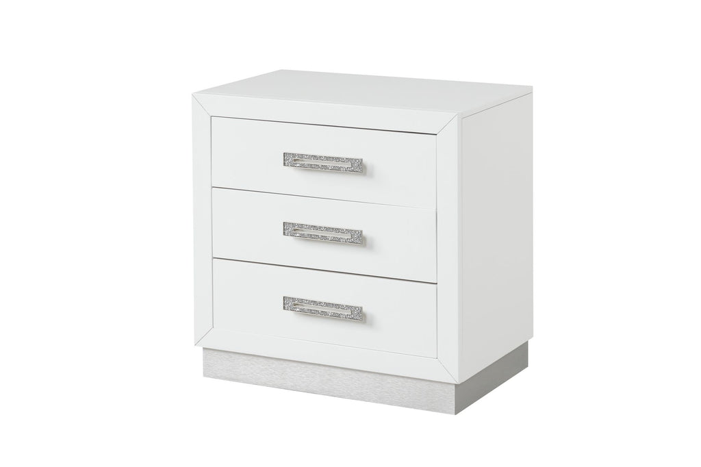 Nightstand Made with Wood in Milky White Color
