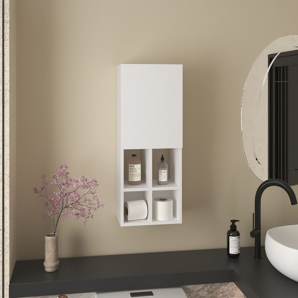 Niwot Wall Bathroom Cabinet, One Door, Organizer For Toiletries And Towels, White