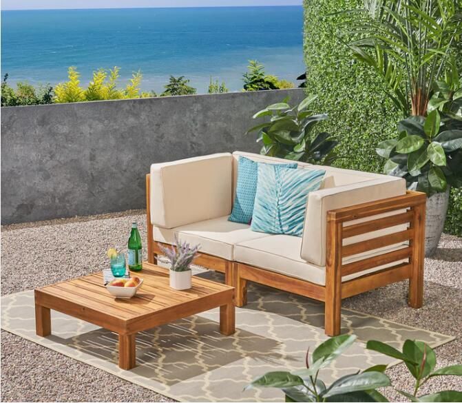 OANA 3-Piece LOVE SEAT SET WITH COFFEE TABLE, BEIGE