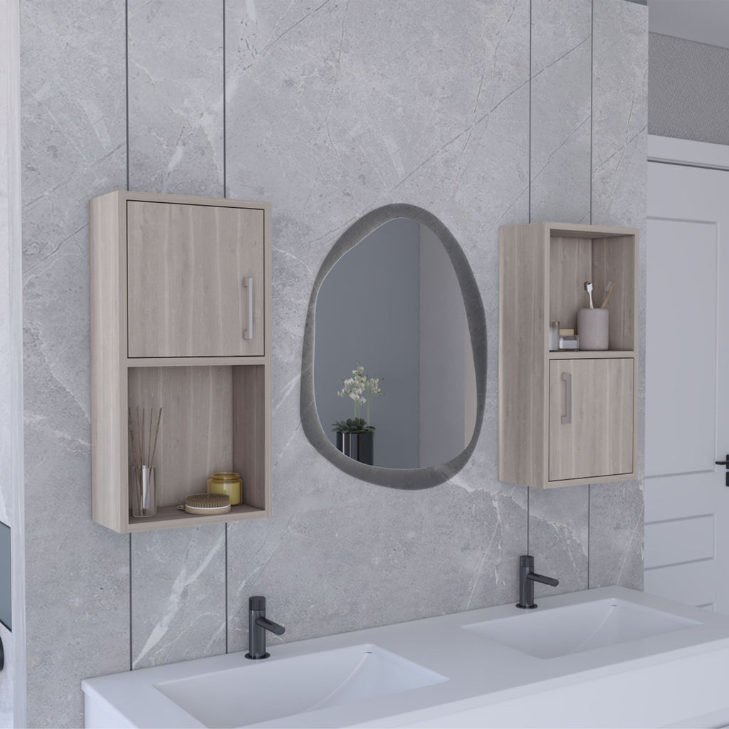 Oba 2-Pc Wall-Mounted Bathroom Medicine Cabinet with Open and Closed Storage
