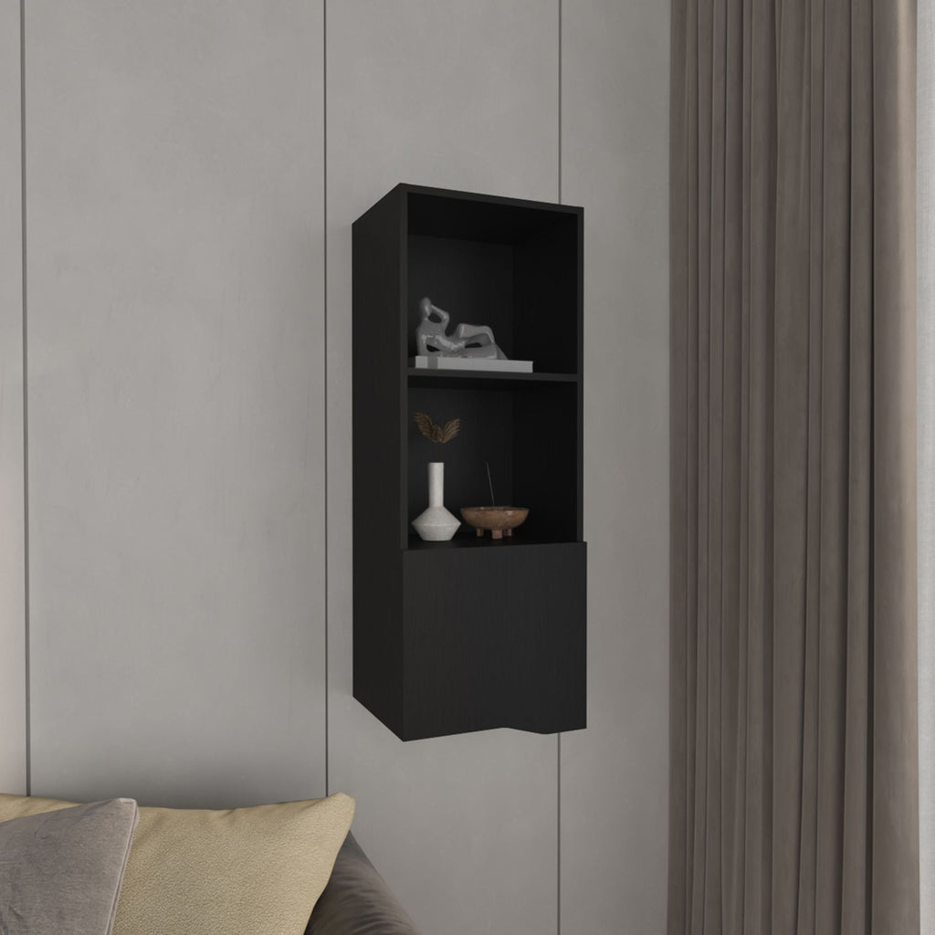 Obregon 43" Tall One-Door Wall Cabinet with Two Open Shelves, Medicine Cabinet