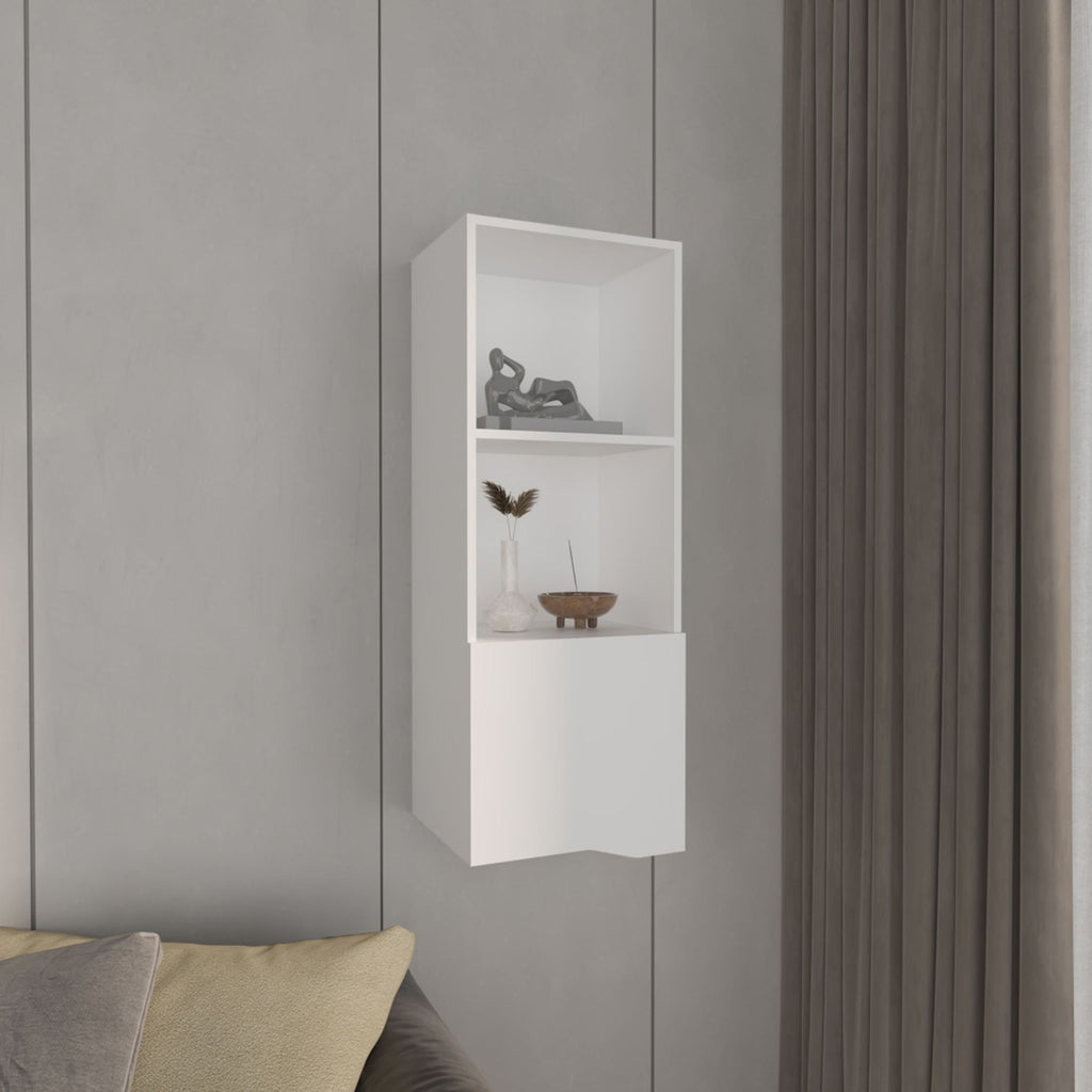 Obregon 43" Tall One-Door Wall Cabinet with Two Open Shelves, Medicine Cabinet
