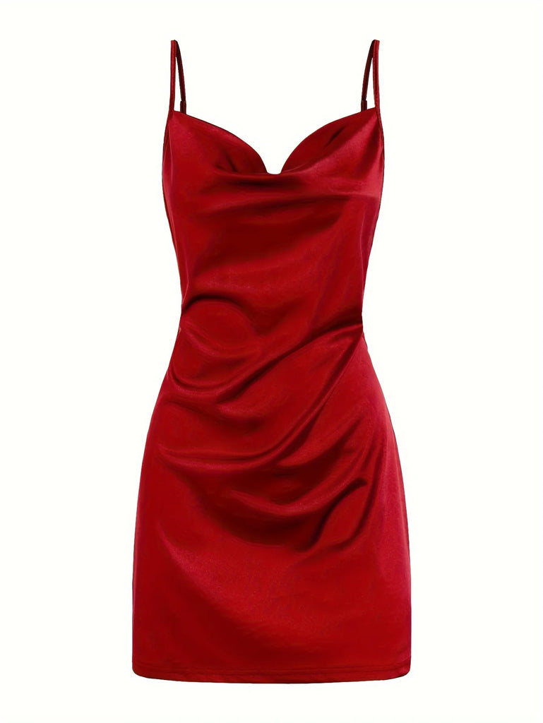 Lady Va Va Voom Satin Hip Suspender Dress Elegant Women's Dress with Flattering Fit