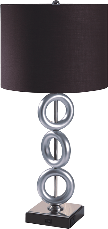 ONE PAIR OF 29"H SILVER 3-RING WITH OUTLET TABLE LAMP (2PC/CTN)