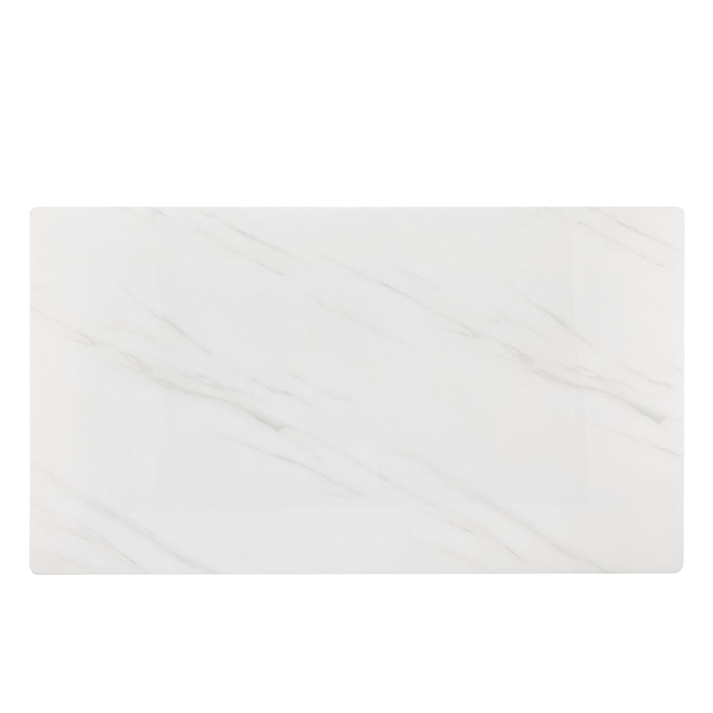 ONLY TABLE TOP. 71" x 39.4" Glass Table Top, White Marble Vein Tempered Glass with White Sticker, Replacement Tabletop for Dining Table, Coffee Table, Desk (TABLETOP ONLY).