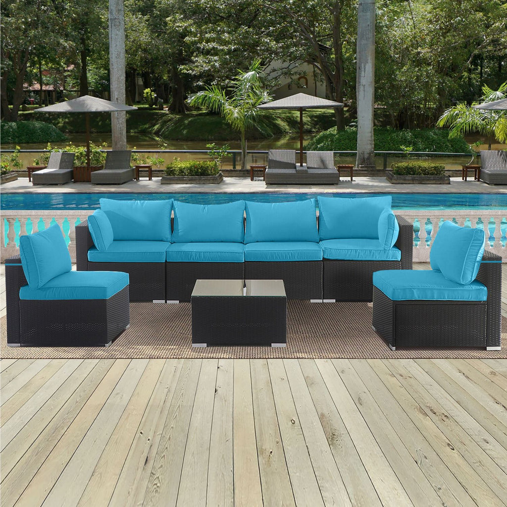 Outdoor Cushions for Patio Furniture Replacement, Patio Furniture Cushions, Deep Seat Patio Cushions, Patio Seat Cushions for Outdoor Sectional (SKY BLUE)