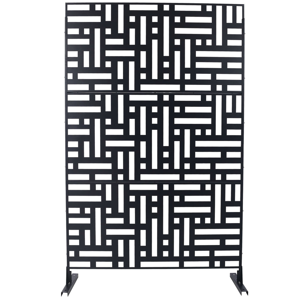 Outdoor & Indoor Privacy Screen Metal Privacy Screen 76" H×48" W, Freestanding Decorative Privacy Screen for Deck Balcony Patio, Privacy Fence Panels for Outside Lawn Garden PS103 BLACK