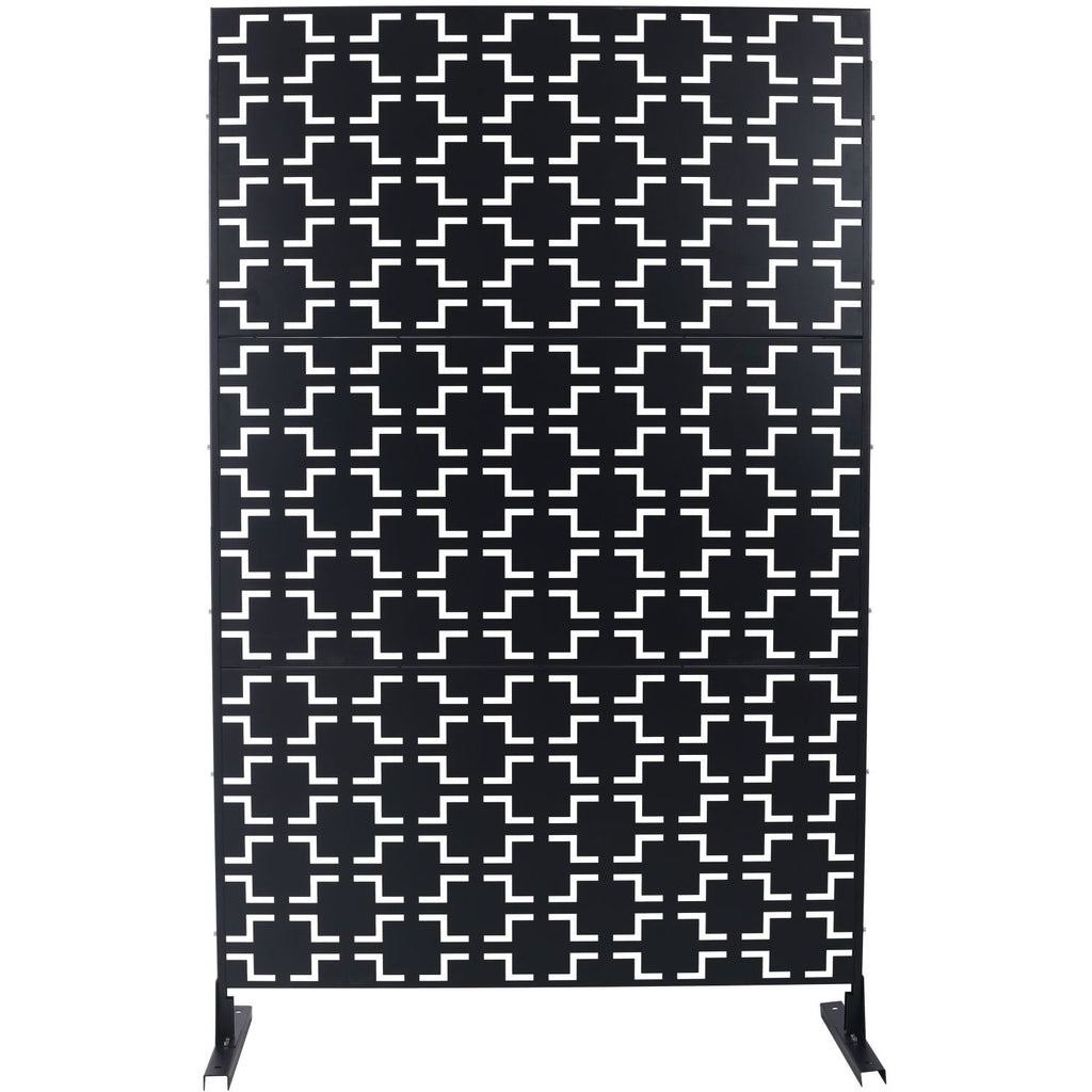 Outdoor & Indoor Privacy Screen Metal Privacy Screen 76" H×48" W, Freestanding Decorative Privacy Screen for Deck Balcony Patio, Privacy Fence Panels for Outside Lawn Garden PS105 BLACK,LIGHT WEIGHT