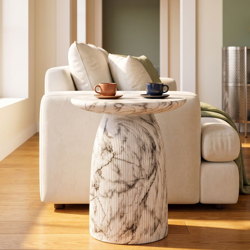 Outdoor MGO Side Table, Marble Effect