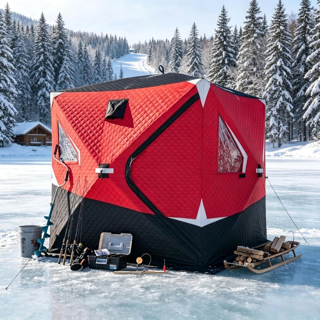 Outdoor Portable Ice Fishing Tent,Winter Fishing Shelter,Insulated Outdoor Winter Camping Tent,Spacious Portable Winter Ice Fishing Tent Shelter