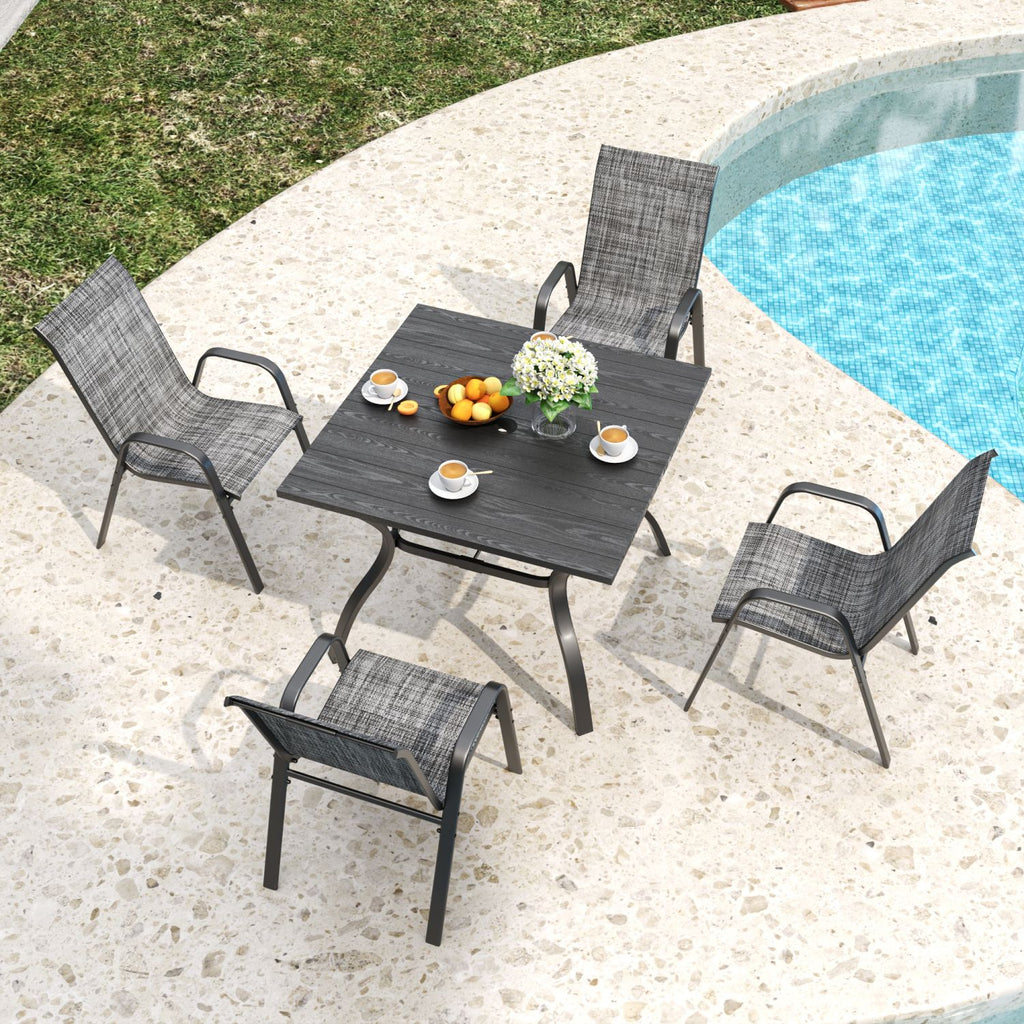 Outdoor Teslin Fabric Chairs, Wide Seat, 350 lbs Weight Capacity, Waterproof & Rust-Resistant Metal Frame, Ergonomic Lumbar Support, Suitable for Patio, Restaurant, Banquet Hall & Commercial Use