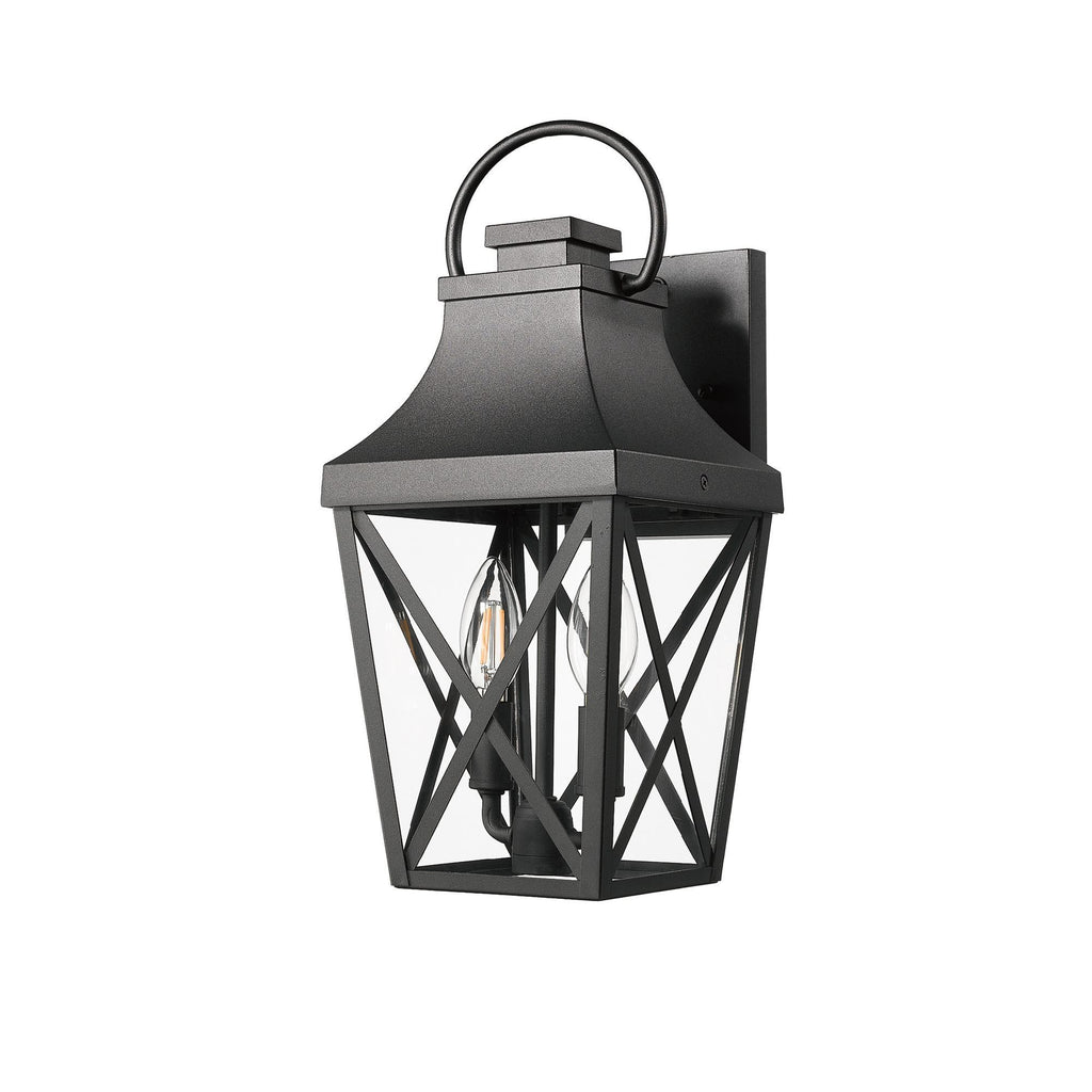 Outdoor Wall Lights, Porch Lights, Waterproof Outdoor Wall Sconce, Exterior Light Fixture Matte Black with Clear Glass Shade for Garage Patio Front Door Balcony (2 pack)