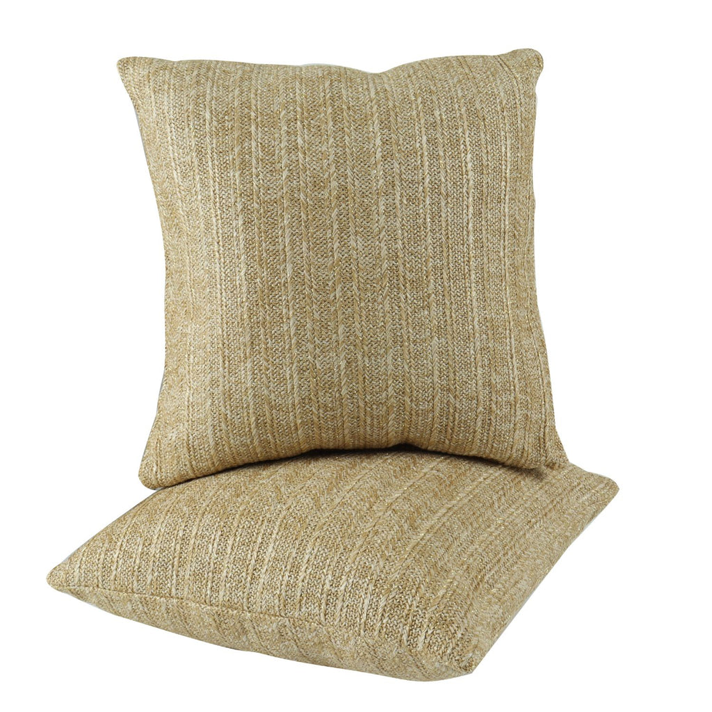 Outdoor/Indoor Throw Pillows, Decorative Throw Pillows with Inserts, Simulated Straw Weaving 18"x18" Square Pillows for Bed, Couch, Sofa and Patio Furniture (Set of 2)