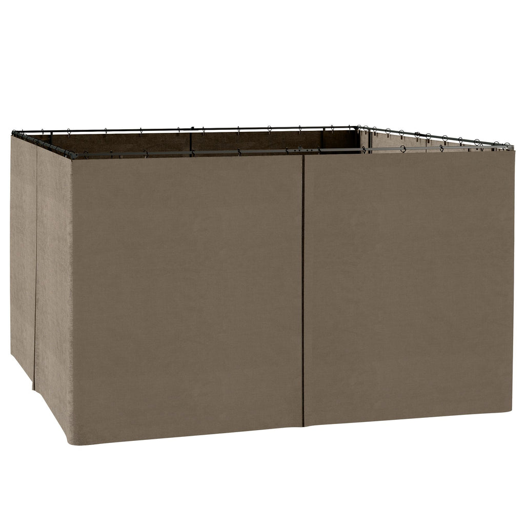 Outsunny 10' x 12' Universal Gazebo Sidewall Set with Panels, Hooks and C-Rings Included for Pergolas and Cabanas, Dark Brown
