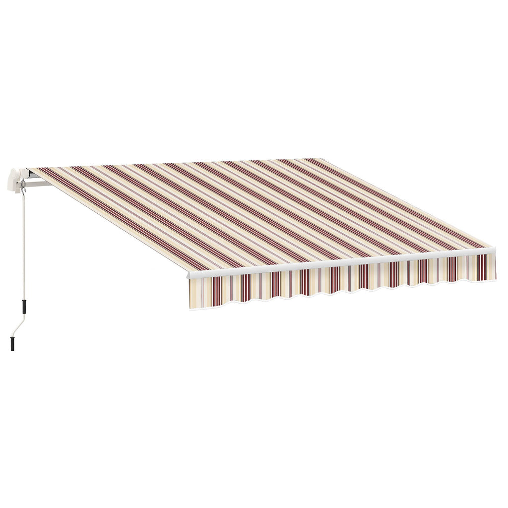 Outsunny 13' x 8' Retractable Awning, Patio Awnings, Sunshade Shelter w/ Manual Crank Handle, UV & Water-Resistant Fabric and Aluminum Frame for Deck, Balcony, Yard, Red Stripes